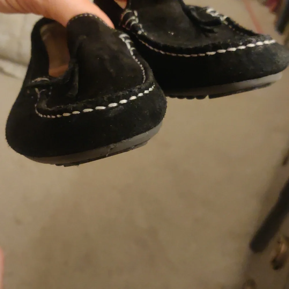 Dar2 Boy/Girl Black Suede Leather Mocassin/Loafer Sz 1 (32) Y2K Luxury Retro